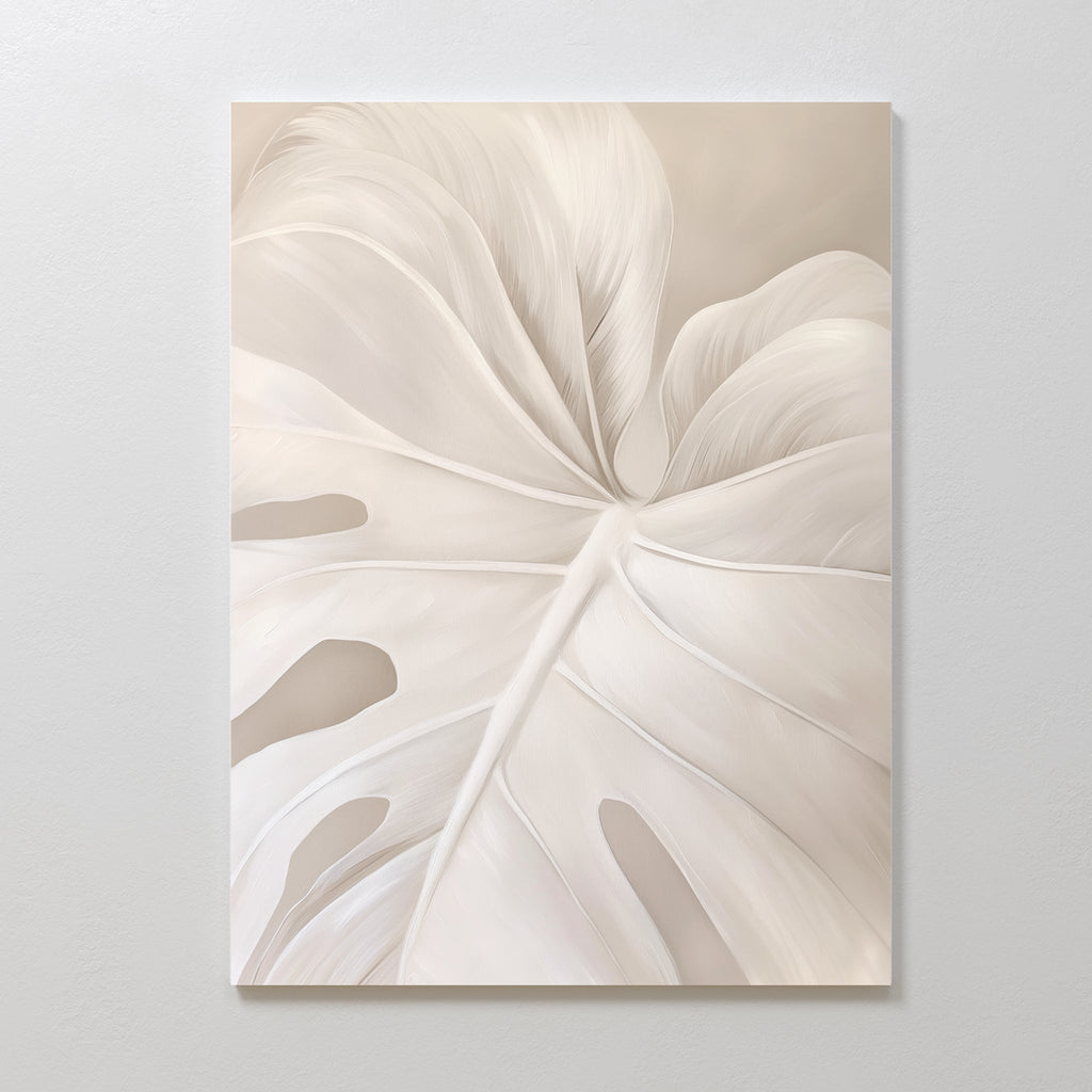Whispering Fronds – beige and white botanical canvas wall art print by Aspire Prints
