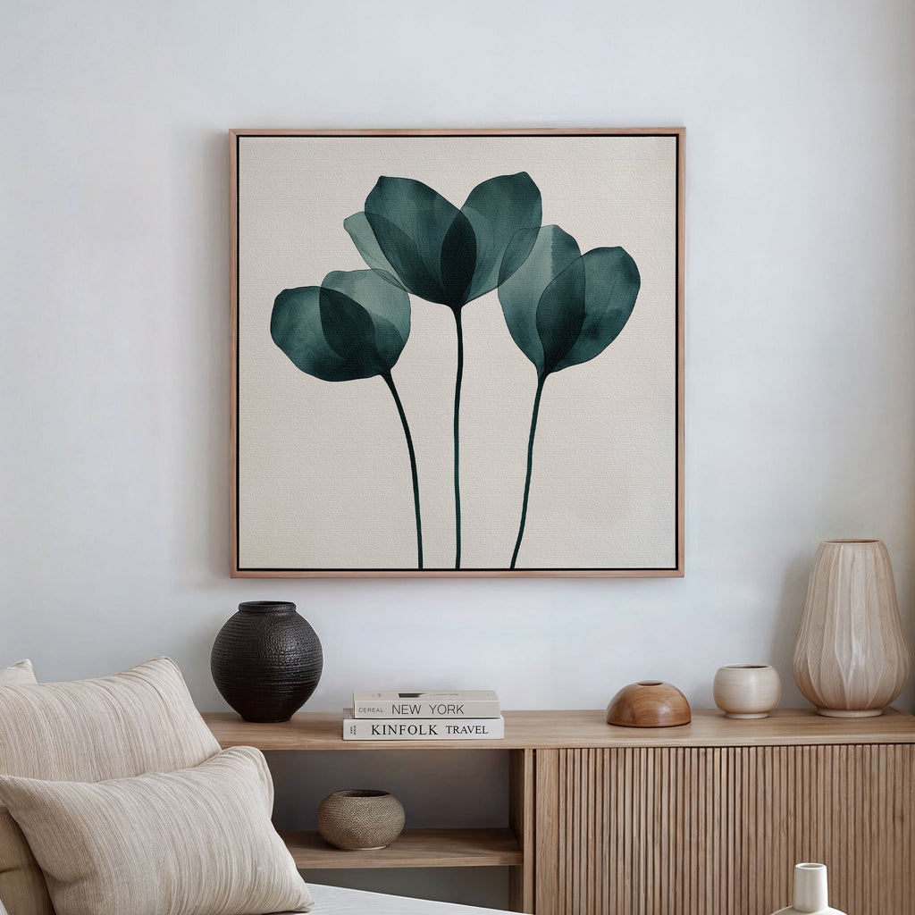 Whispering Fronds in Teal – green botanical canvas wall art print by Aspire Prints