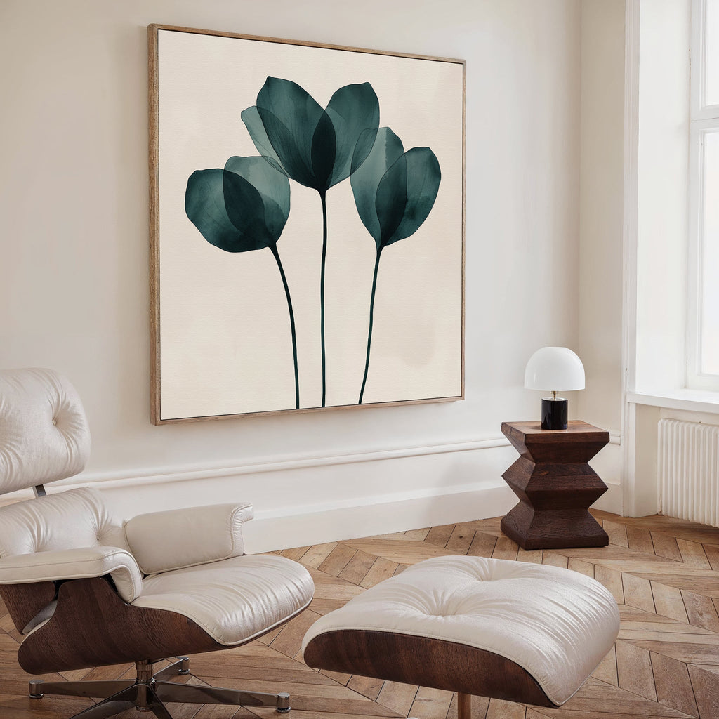 Whispering Fronds in Teal – green botanical canvas wall art print by Aspire Prints