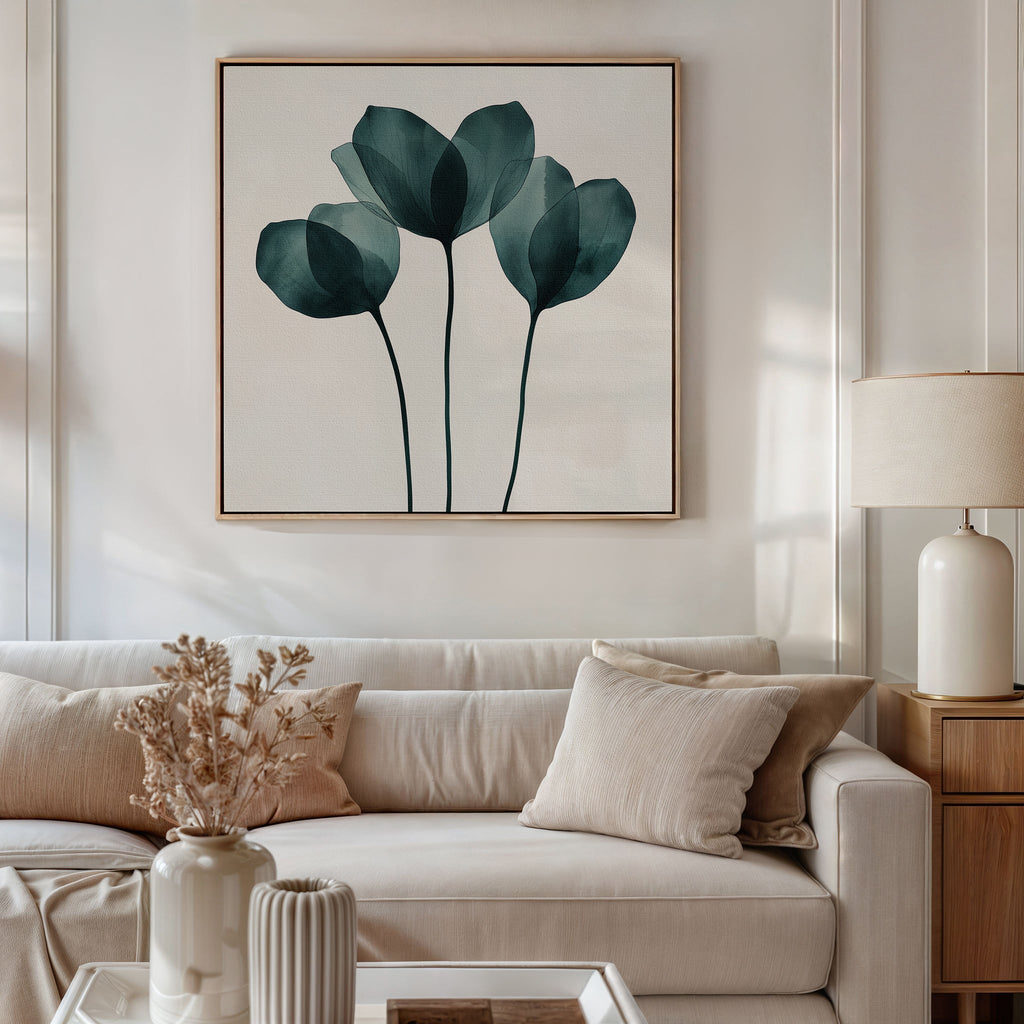 Whispering Fronds in Teal – green botanical canvas wall art print by Aspire Prints