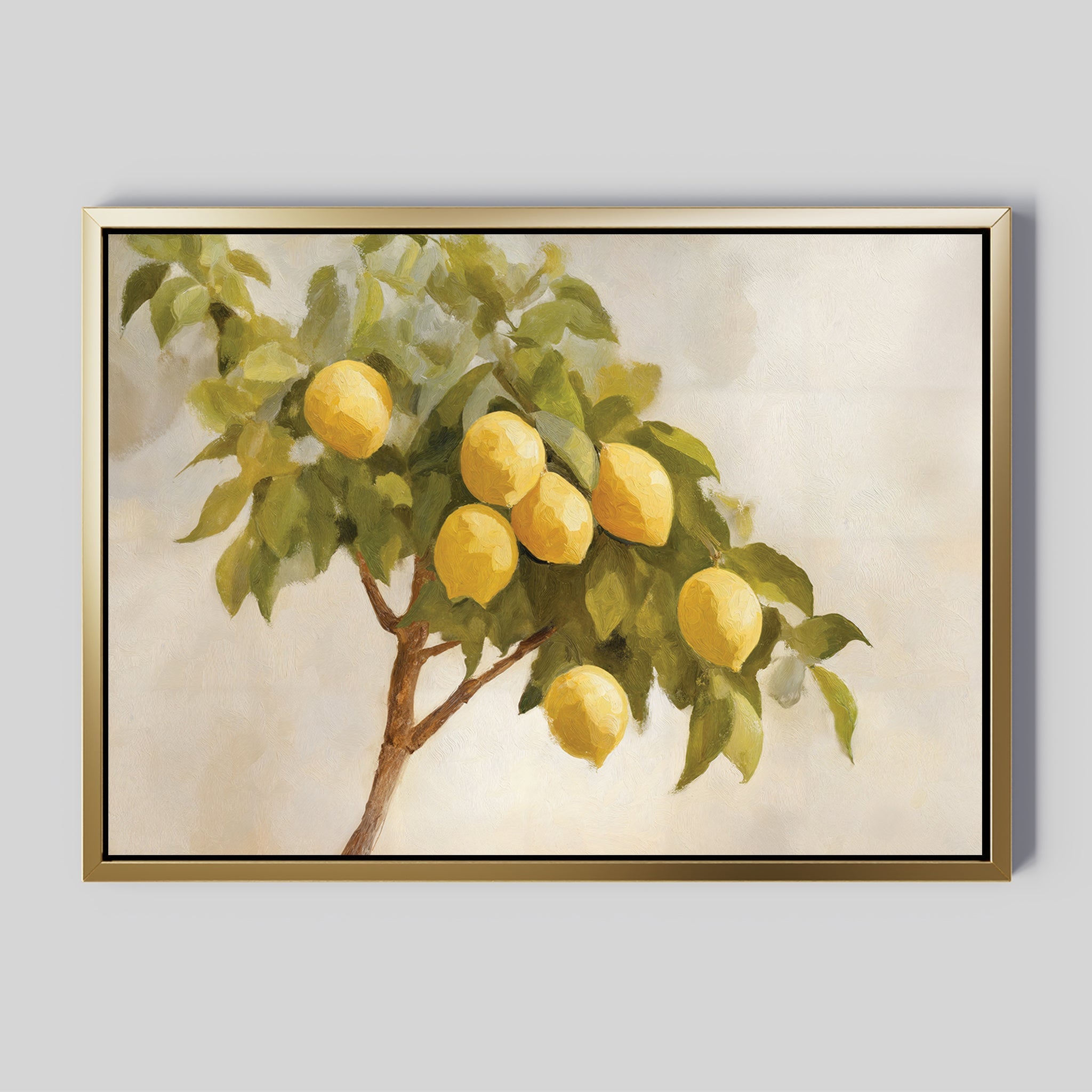Sunlit Citrus Whisper – green vintage canvas wall art print by Aspire Prints