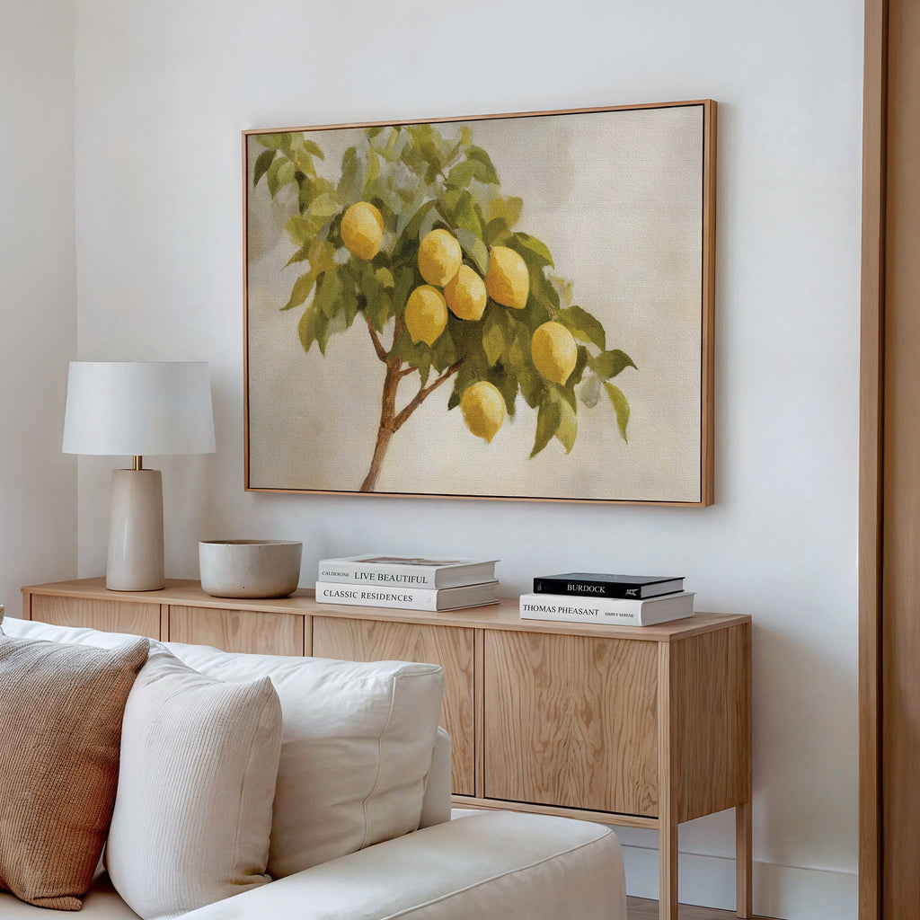 Sunlit Citrus Whisper – green vintage canvas wall art print by Aspire Prints