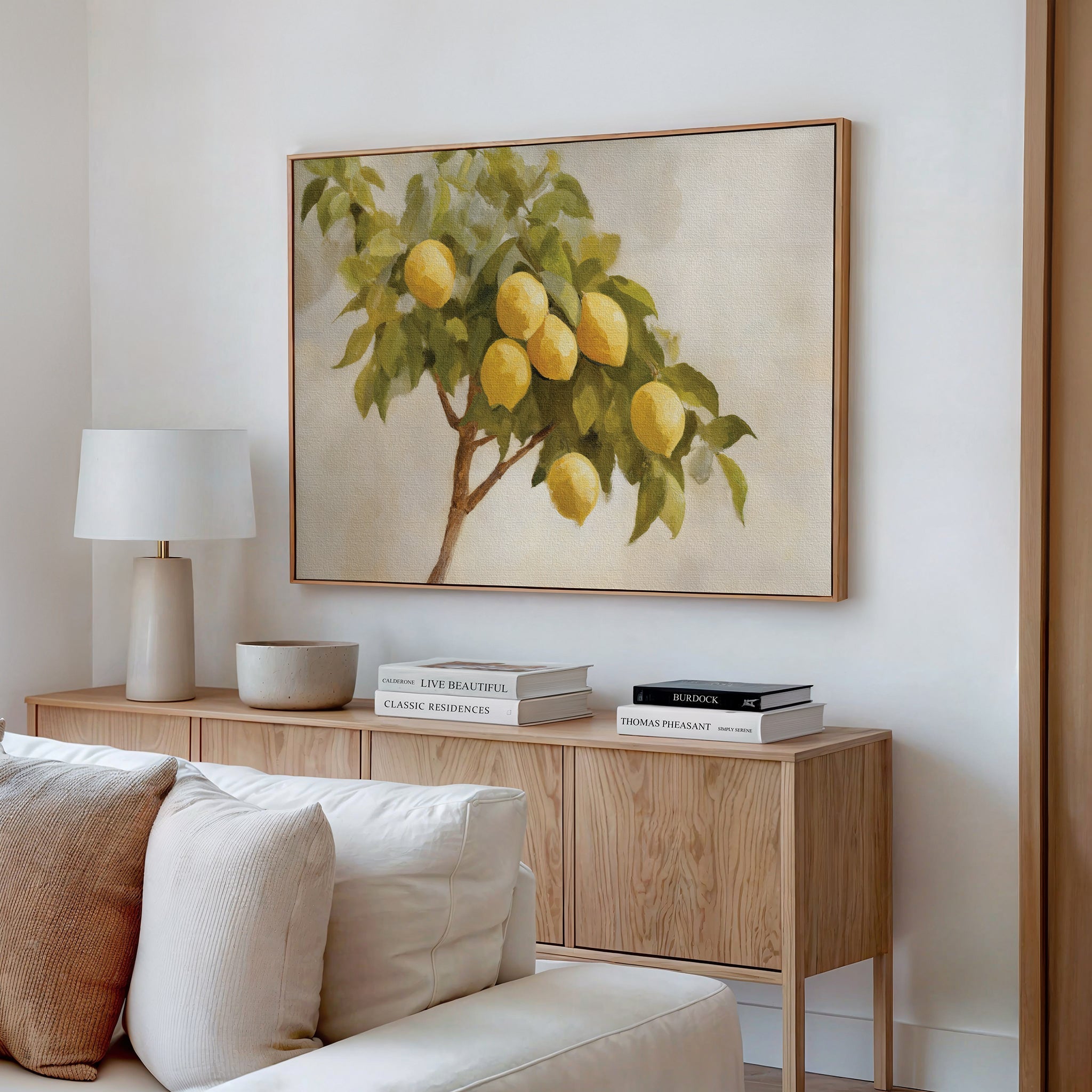 Sunlit Citrus Whisper – green vintage canvas wall art print by Aspire Prints