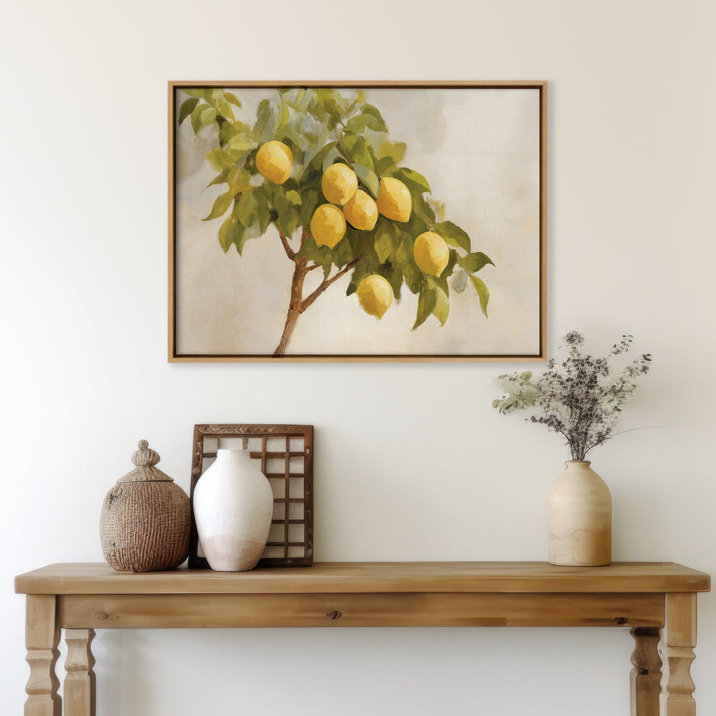 Sunlit Citrus Whisper – green vintage canvas wall art print by Aspire Prints