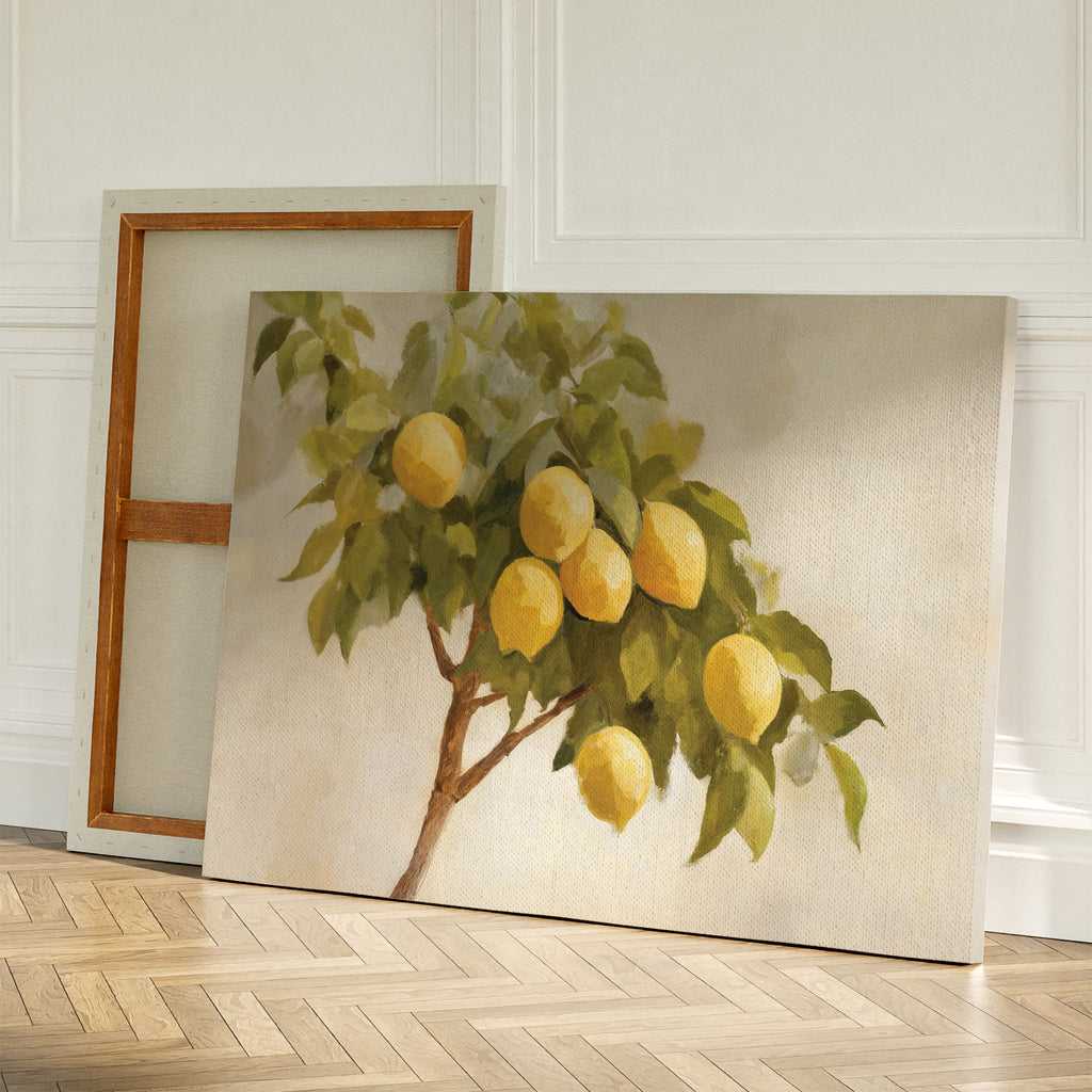Sunlit Citrus Whisper – green vintage canvas wall art print by Aspire Prints