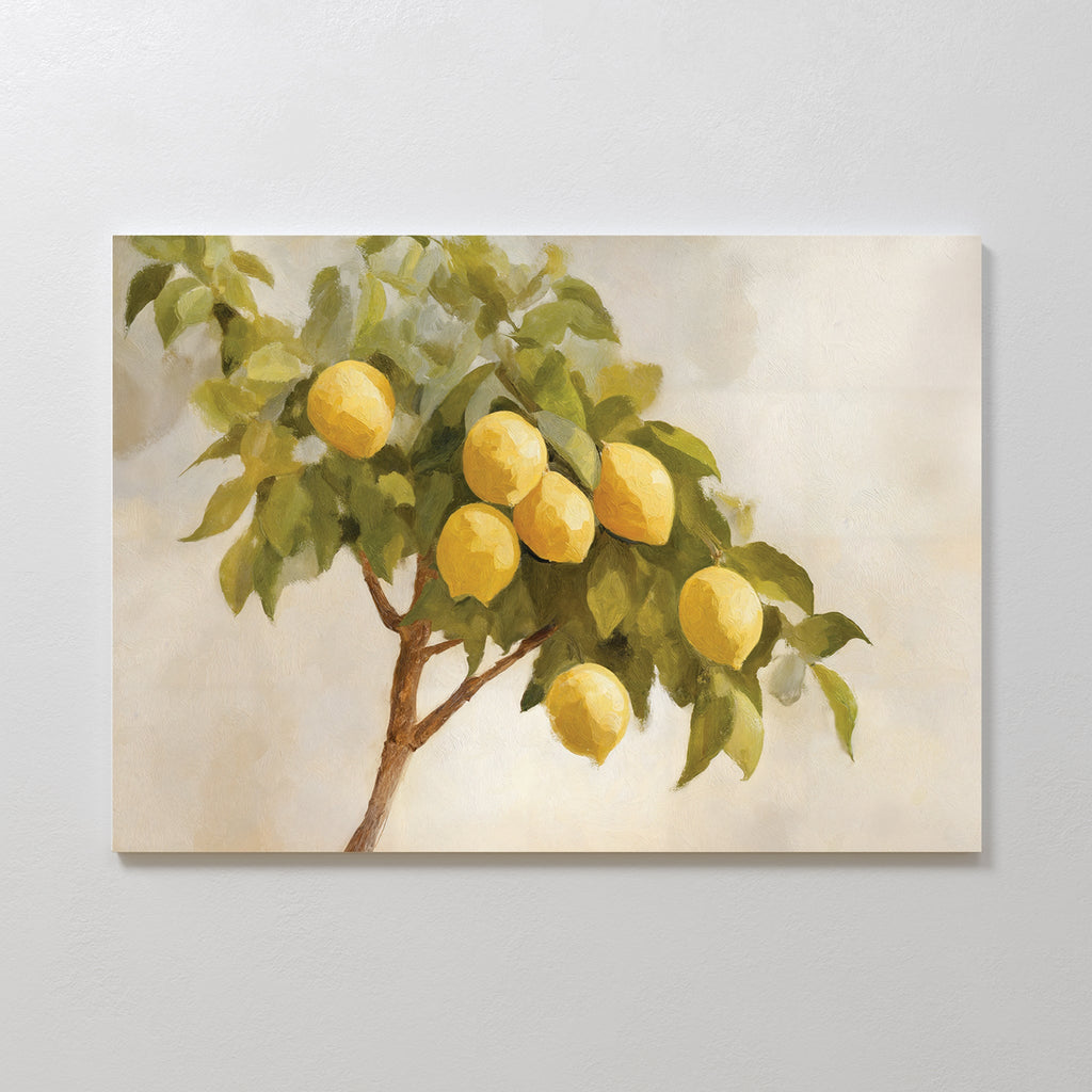 Sunlit Citrus Whisper – green vintage canvas wall art print by Aspire Prints