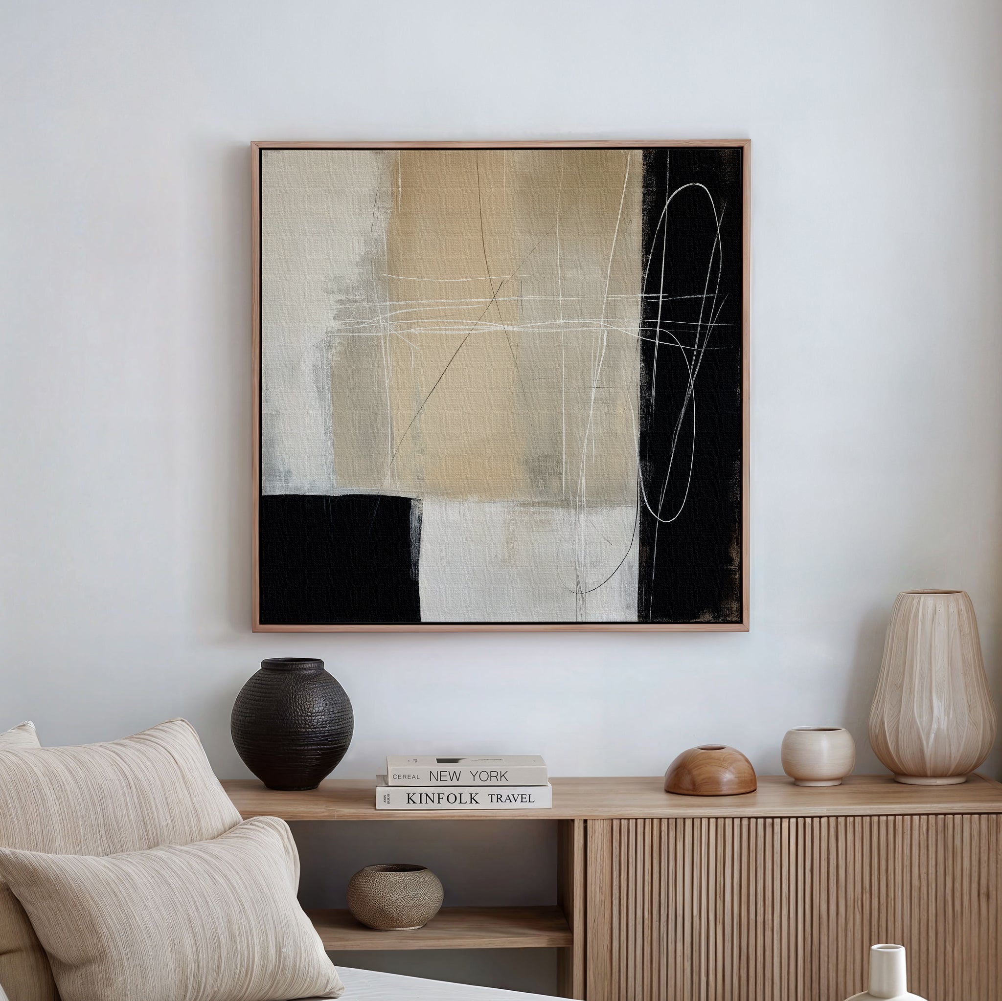 Whispers of Eclipse – black and white abstract canvas wall art print by Aspire Prints