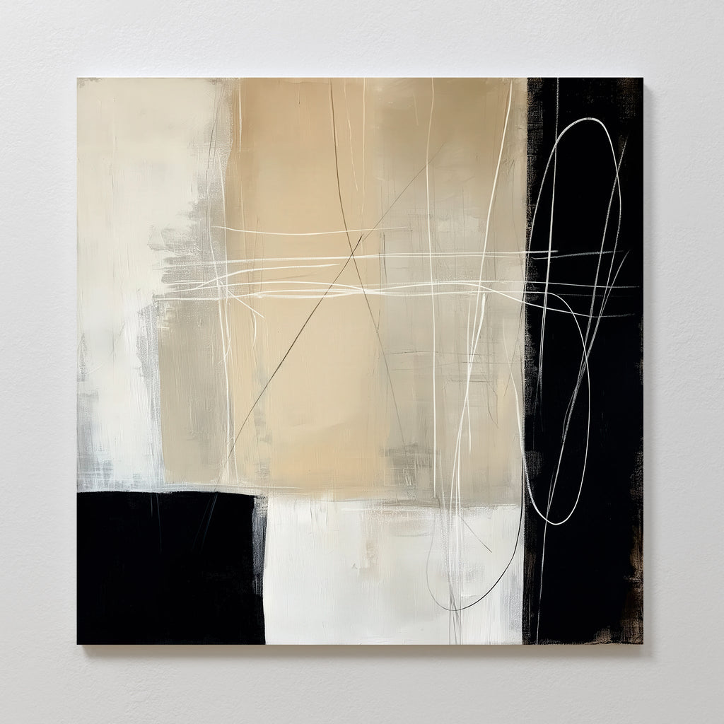 Whispers of Eclipse – black and white abstract canvas wall art print by Aspire Prints