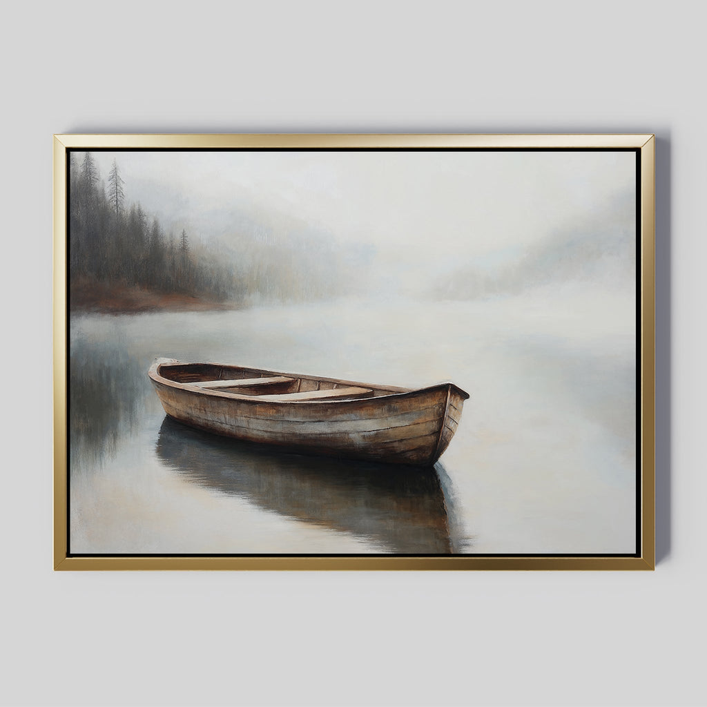 Whisper of the Still Lake – earthy brown vintage canvas wall art print by Aspire Prints
