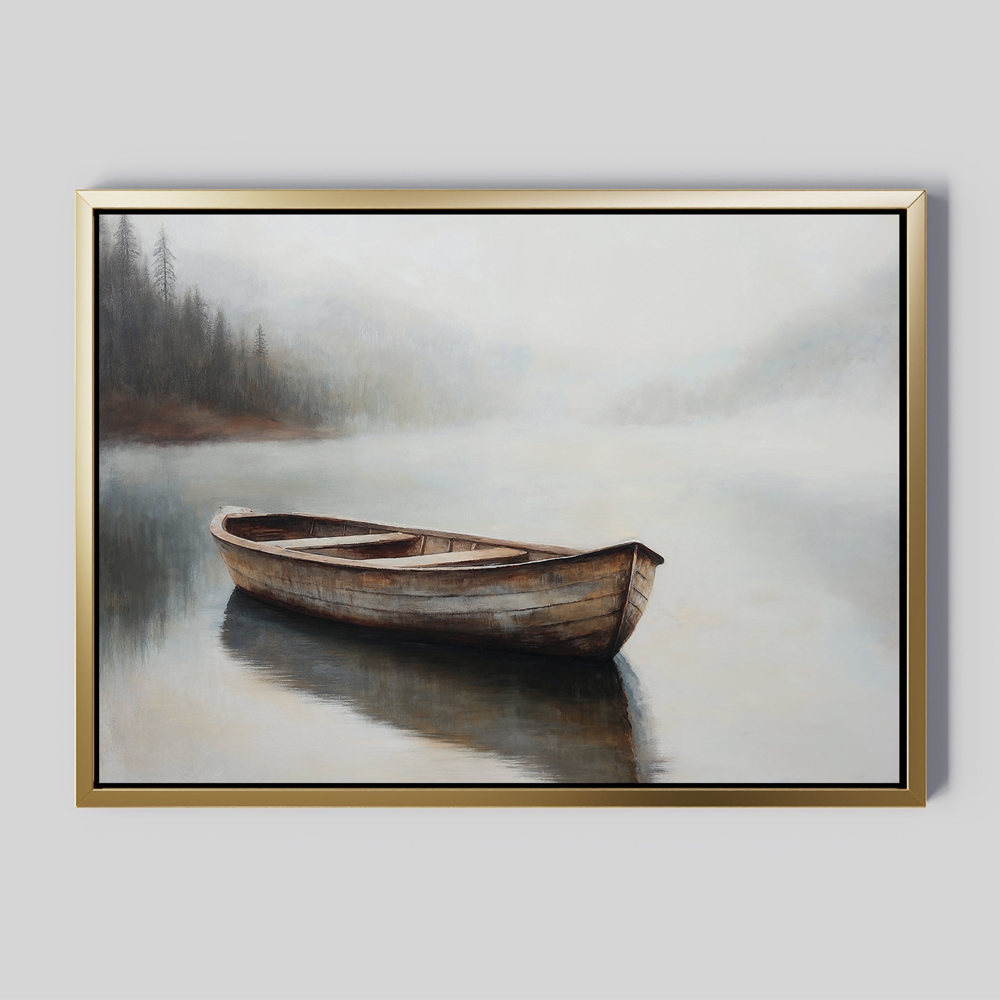 Whisper of the Still Lake – earthy brown vintage canvas wall art print by Aspire Prints