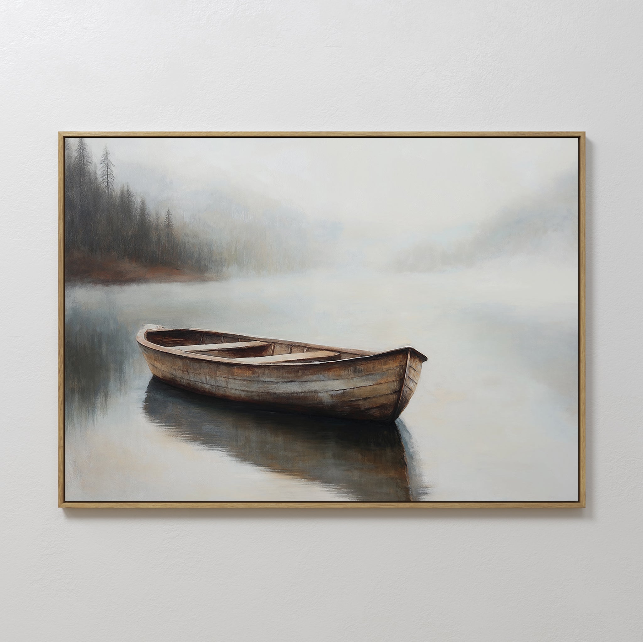 Whisper of the Still Lake – earthy brown vintage canvas wall art print by Aspire Prints
