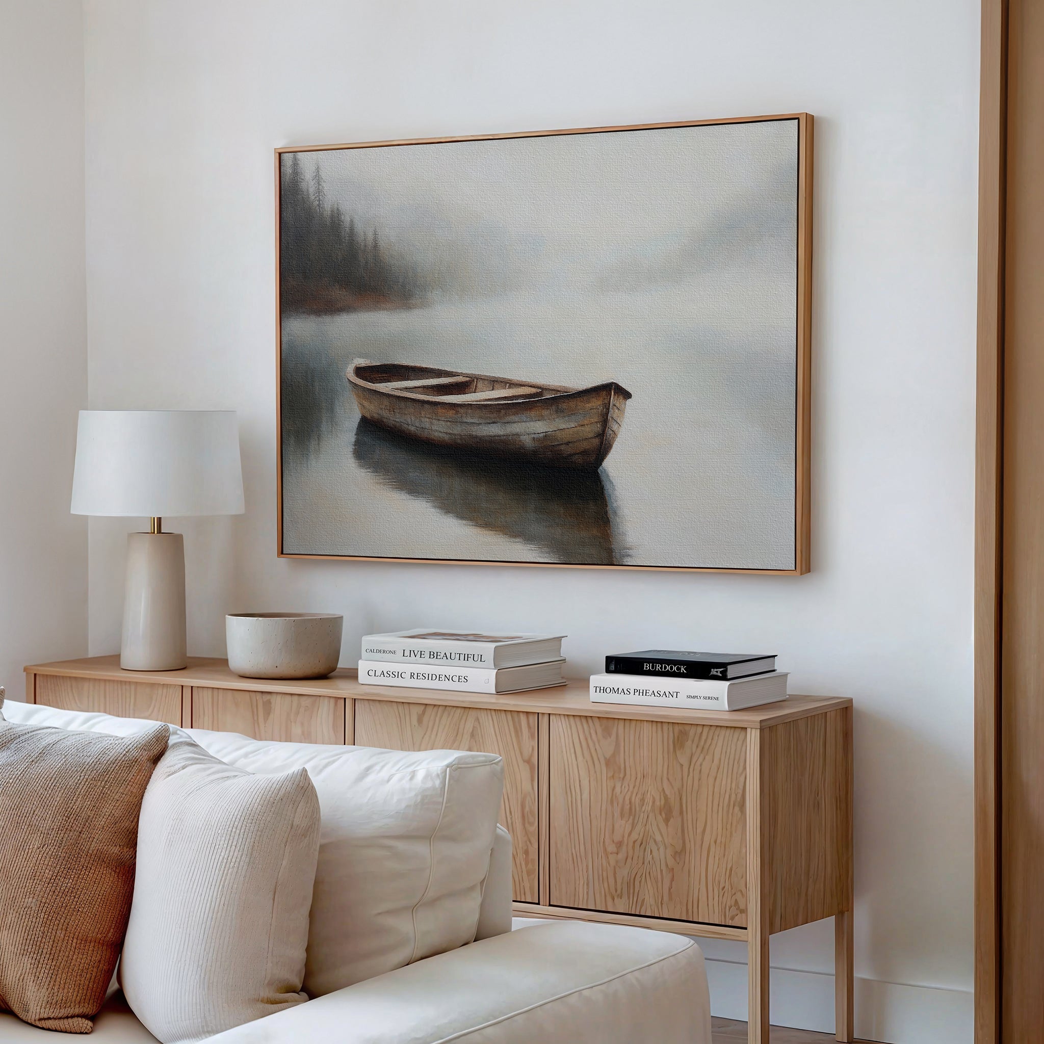 Whisper of the Still Lake – earthy brown vintage canvas wall art print by Aspire Prints