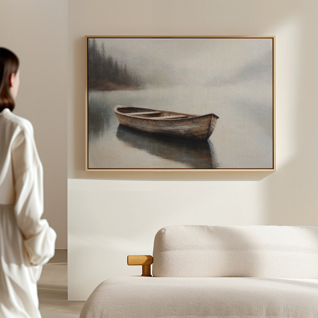 Whisper of the Still Lake – earthy brown vintage canvas wall art print by Aspire Prints