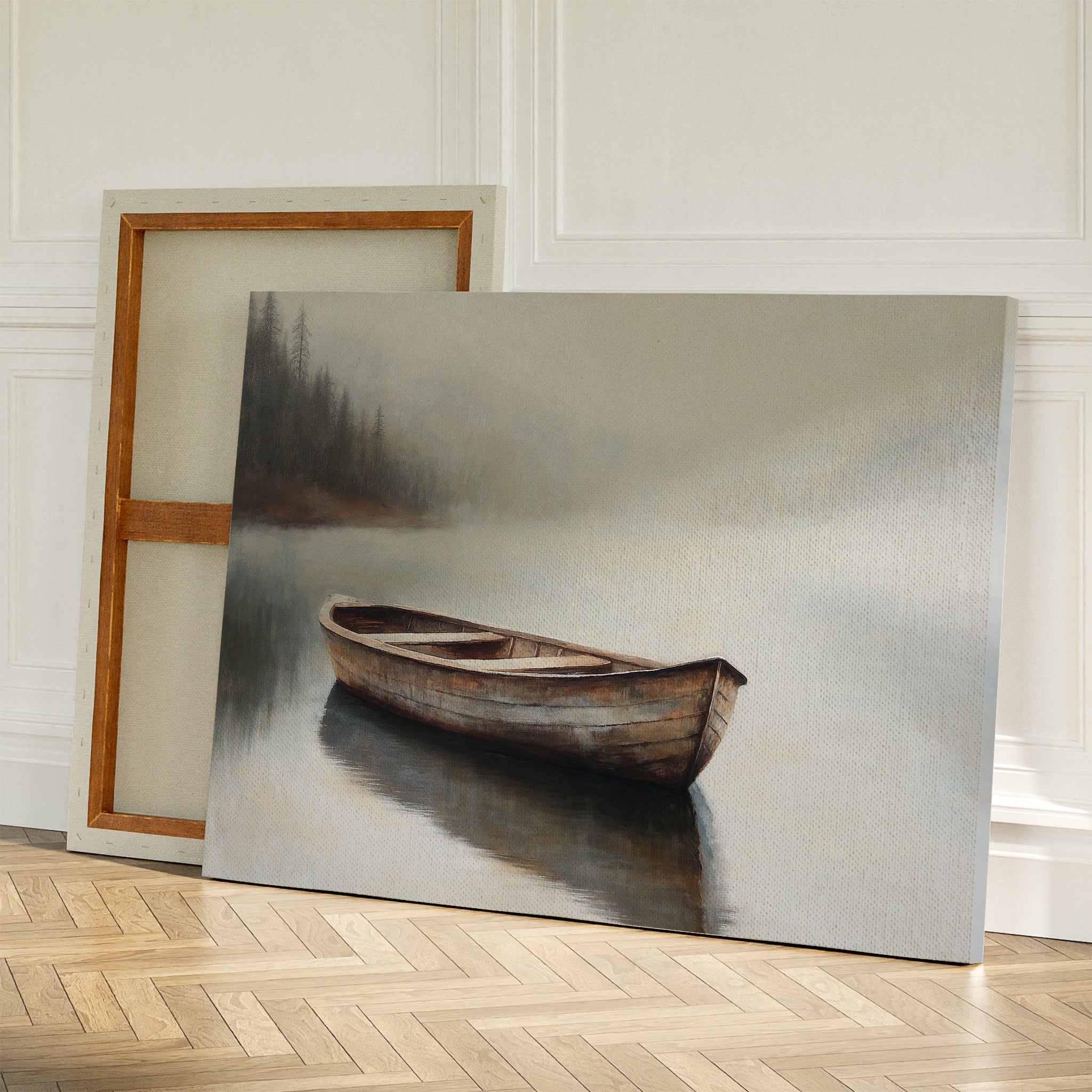 Whisper of the Still Lake – earthy brown vintage canvas wall art print by Aspire Prints