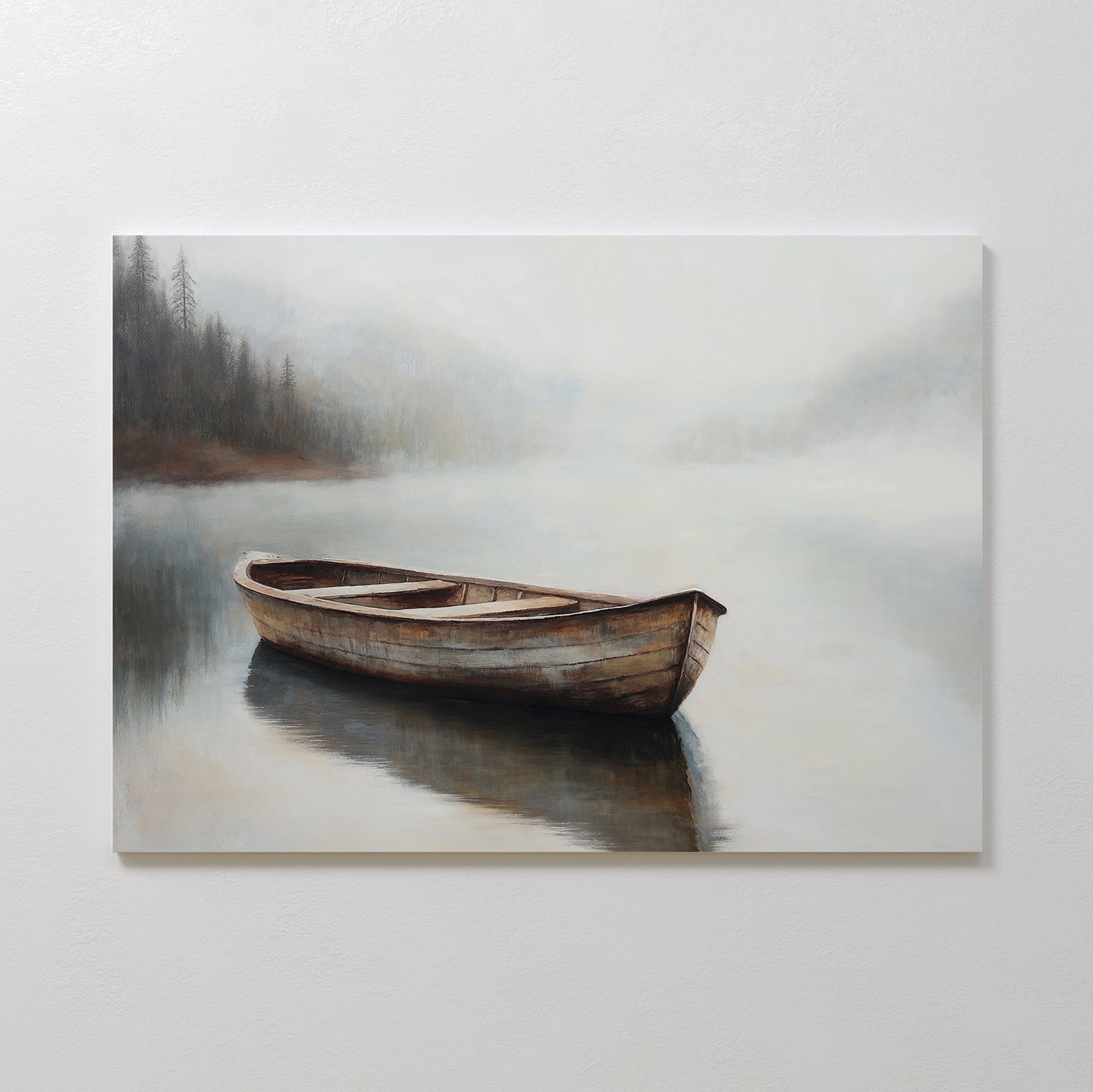 Whisper of the Still Lake – earthy brown vintage canvas wall art print by Aspire Prints