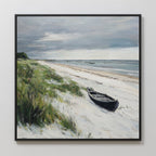 Where the Tide Forgets – blue vintage canvas wall art print by Aspire Prints