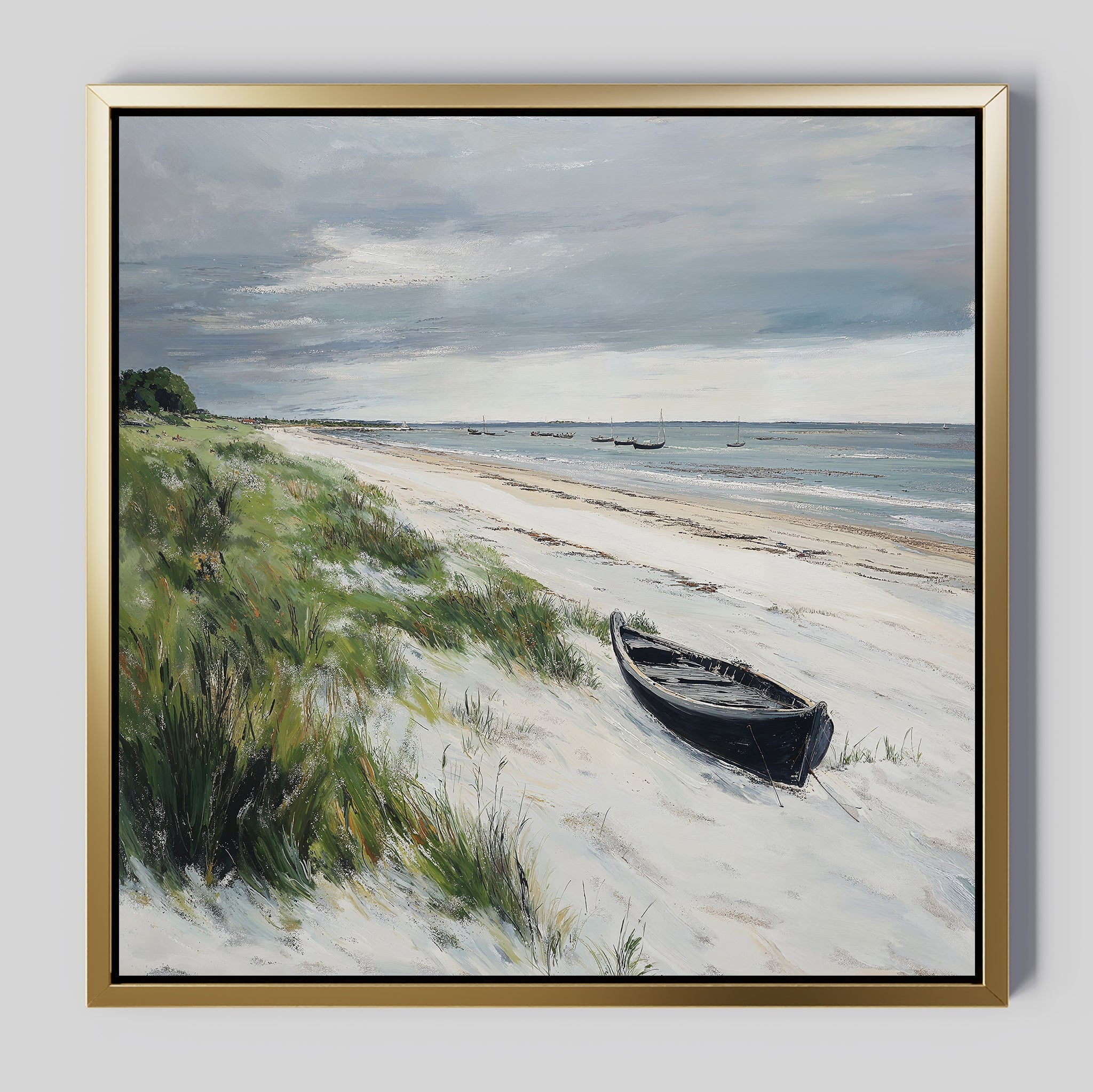 Where the Tide Forgets – blue vintage canvas wall art print by Aspire Prints