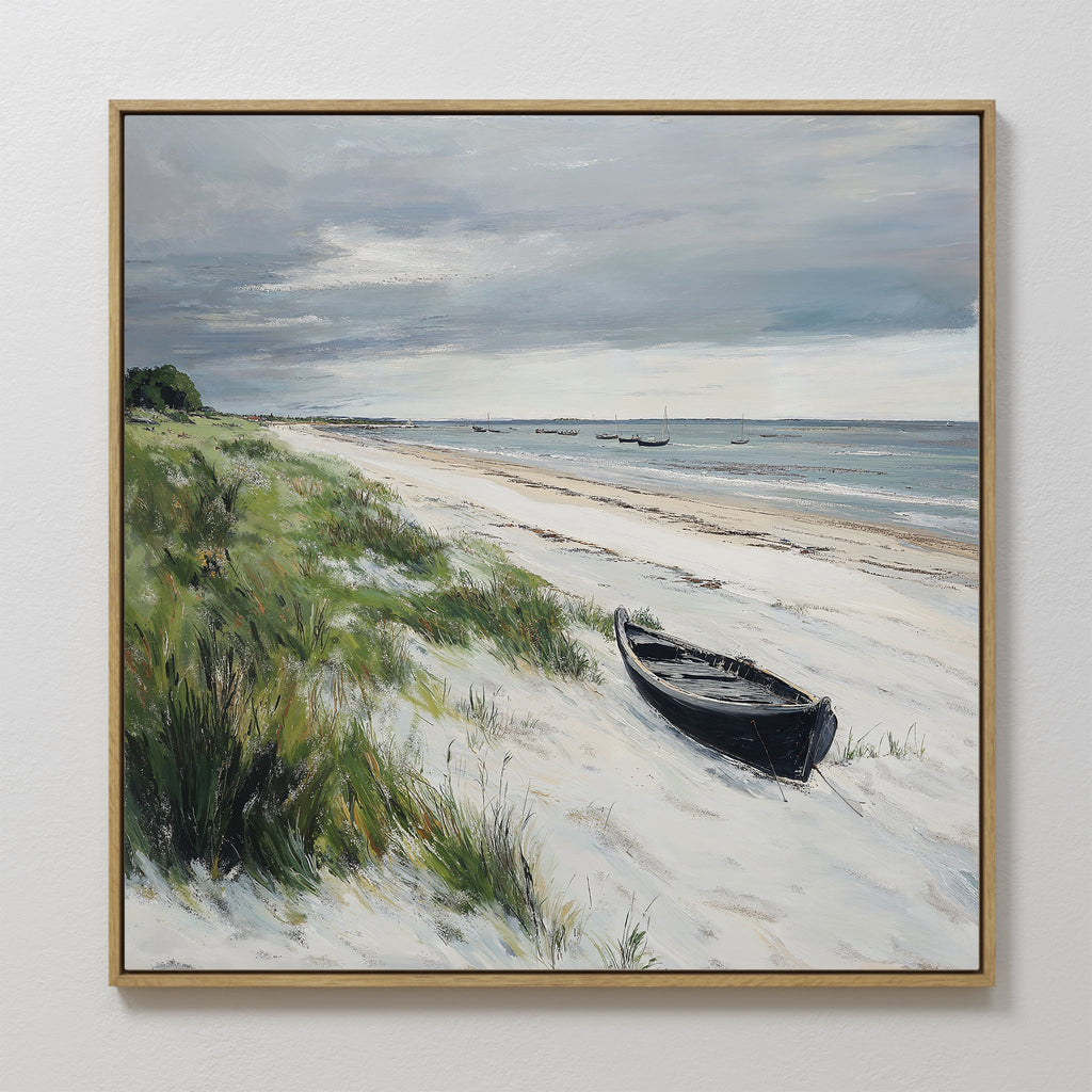 Where the Tide Forgets – blue vintage canvas wall art print by Aspire Prints