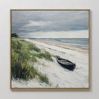Where the Tide Forgets – blue vintage canvas wall art print by Aspire Prints