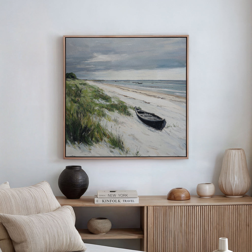 Where the Tide Forgets – blue vintage canvas wall art print by Aspire Prints
