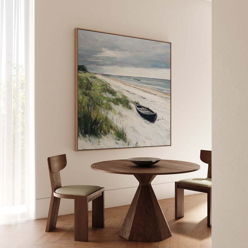 Where the Tide Forgets – blue vintage canvas wall art print by Aspire Prints