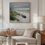 Where the Tide Forgets – blue vintage canvas wall art print by Aspire Prints