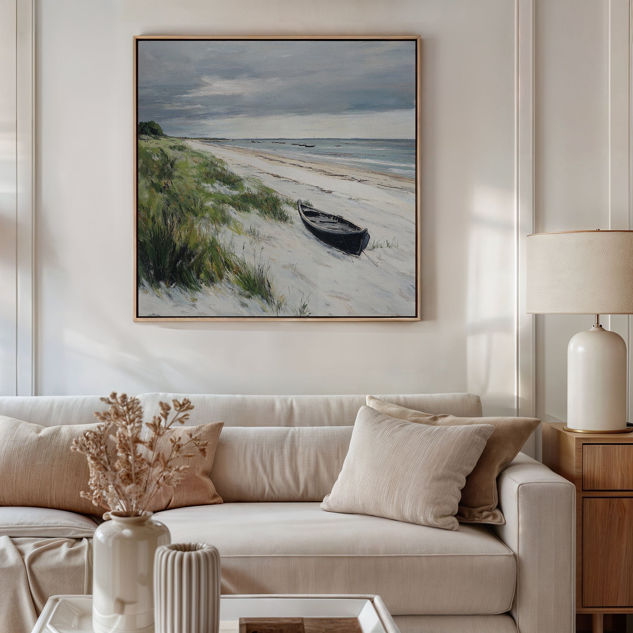 Where the Tide Forgets – blue vintage canvas wall art print by Aspire Prints