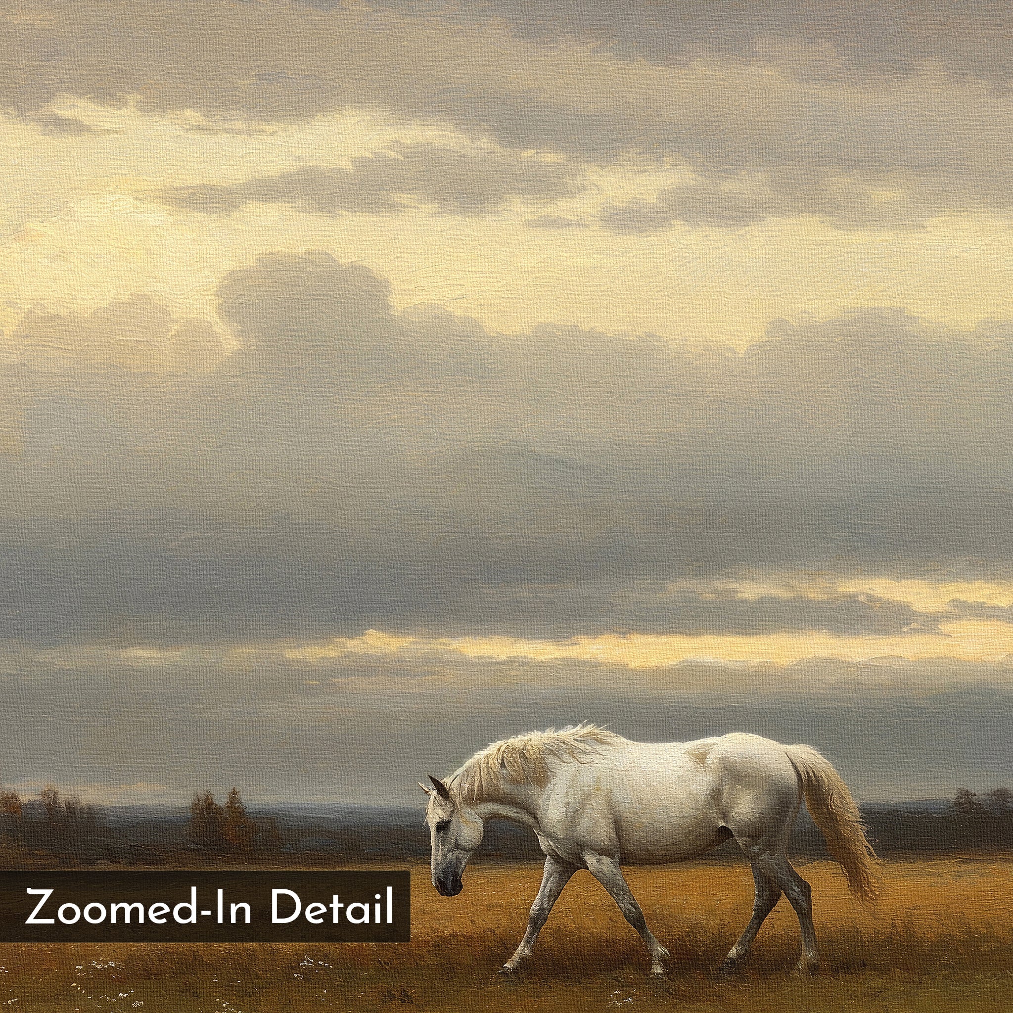 Hooves Through the Hush – neutral-toned vintage canvas wall art print by Aspire Prints