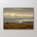 Hooves Through the Hush – neutral-toned vintage canvas wall art print by Aspire Prints