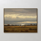 Hooves Through the Hush – neutral-toned vintage canvas wall art print by Aspire Prints