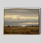Hooves Through the Hush – neutral-toned vintage canvas wall art print by Aspire Prints