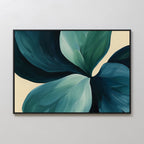 Verdant Whispers in Teal – blue botanical canvas wall art print by Aspire Prints