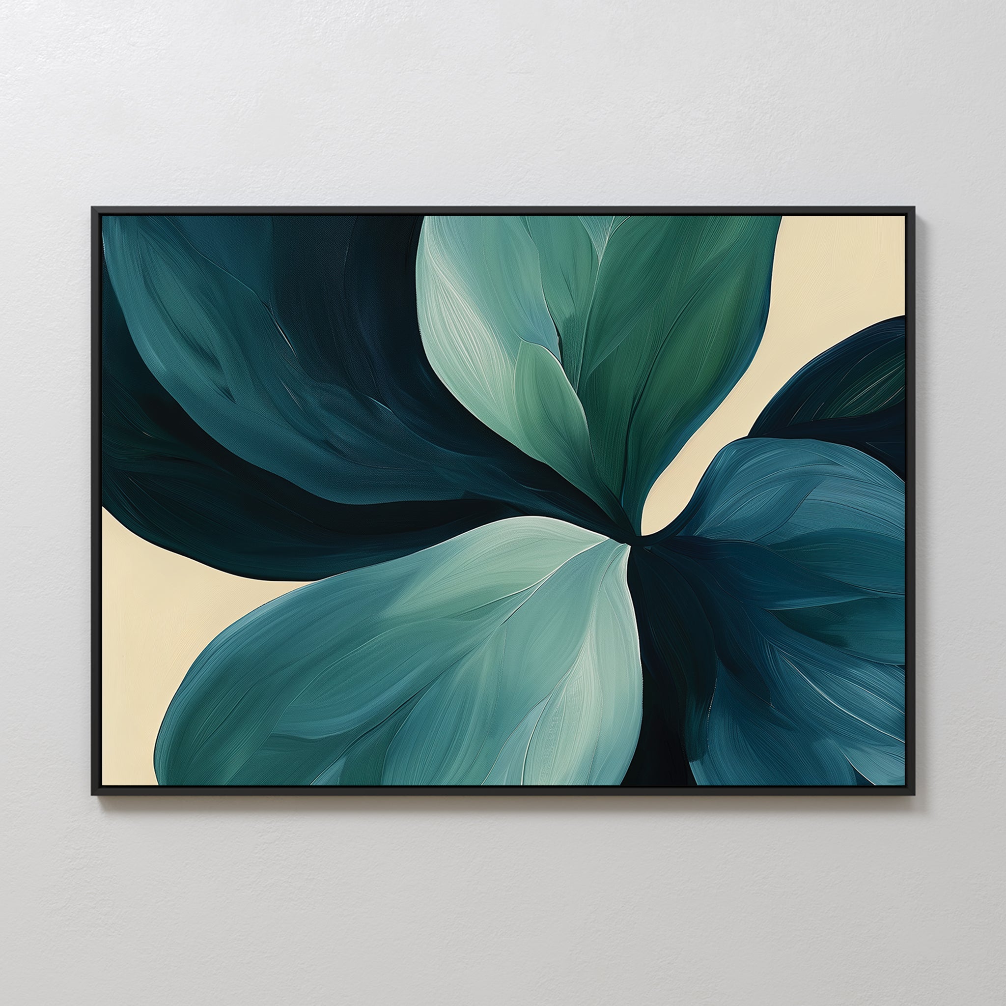 Verdant Whispers in Teal – blue botanical canvas wall art print by Aspire Prints