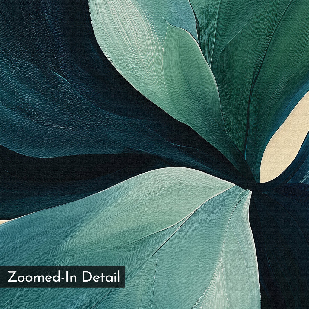 Verdant Whispers in Teal – blue botanical canvas wall art print by Aspire Prints