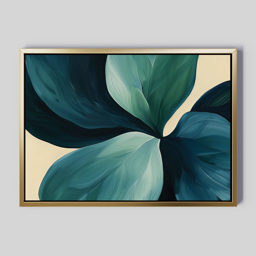 Verdant Whispers in Teal – blue botanical canvas wall art print by Aspire Prints