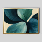 Verdant Whispers in Teal – blue botanical canvas wall art print by Aspire Prints