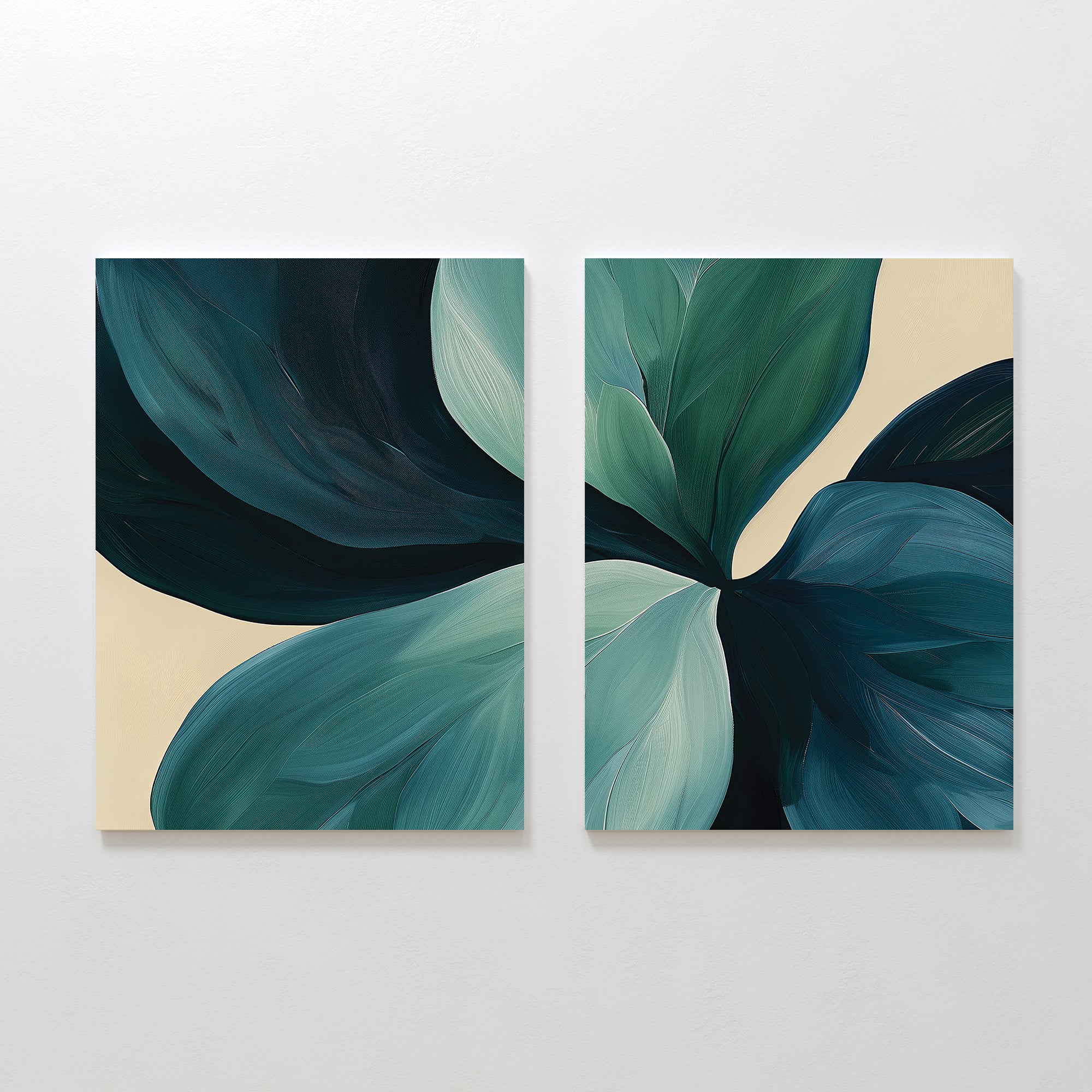 Verdant Whispers – Set of 2 Canvas Prints set of 2 – neutral-toned botanical canvas wall art by Aspire Prints