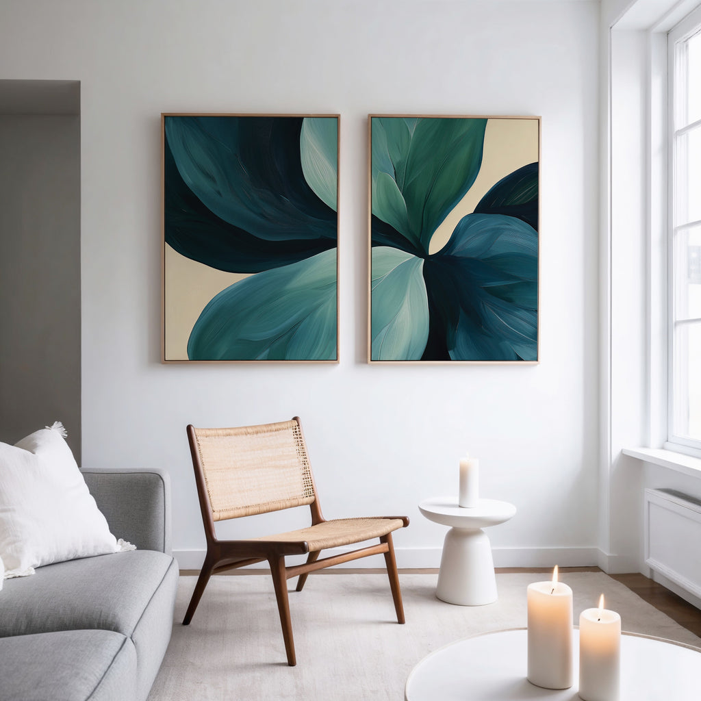 Verdant Whispers – Set of 2 Canvas Prints set of 2 – neutral-toned botanical canvas wall art by Aspire Prints