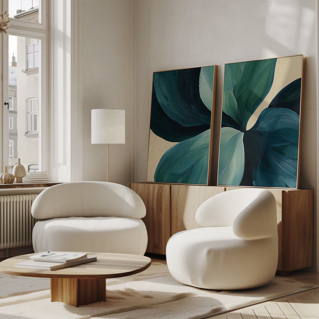 Verdant Whispers – Set of 2 Canvas Prints set of 2 – neutral-toned botanical canvas wall art by Aspire Prints