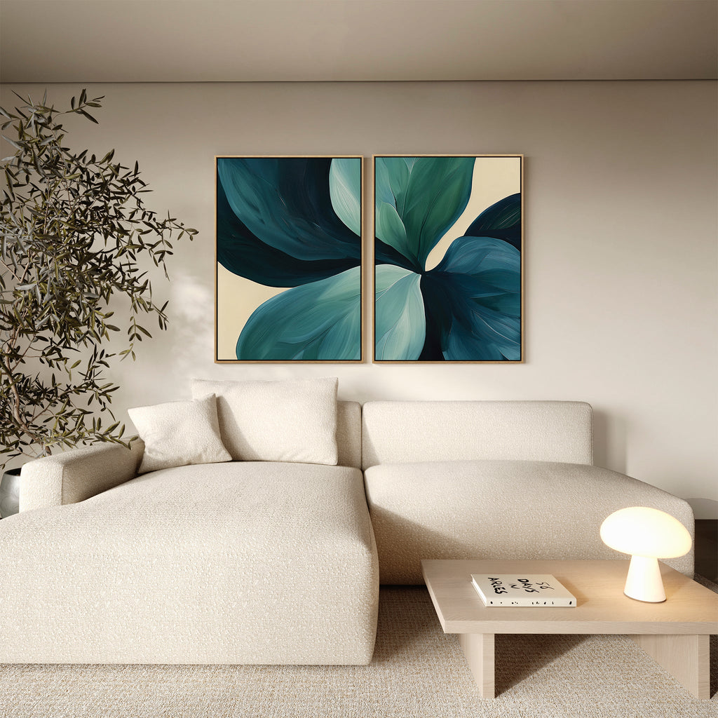 Verdant Whispers – Set of 2 Canvas Prints set of 2 – neutral-toned botanical canvas wall art by Aspire Prints