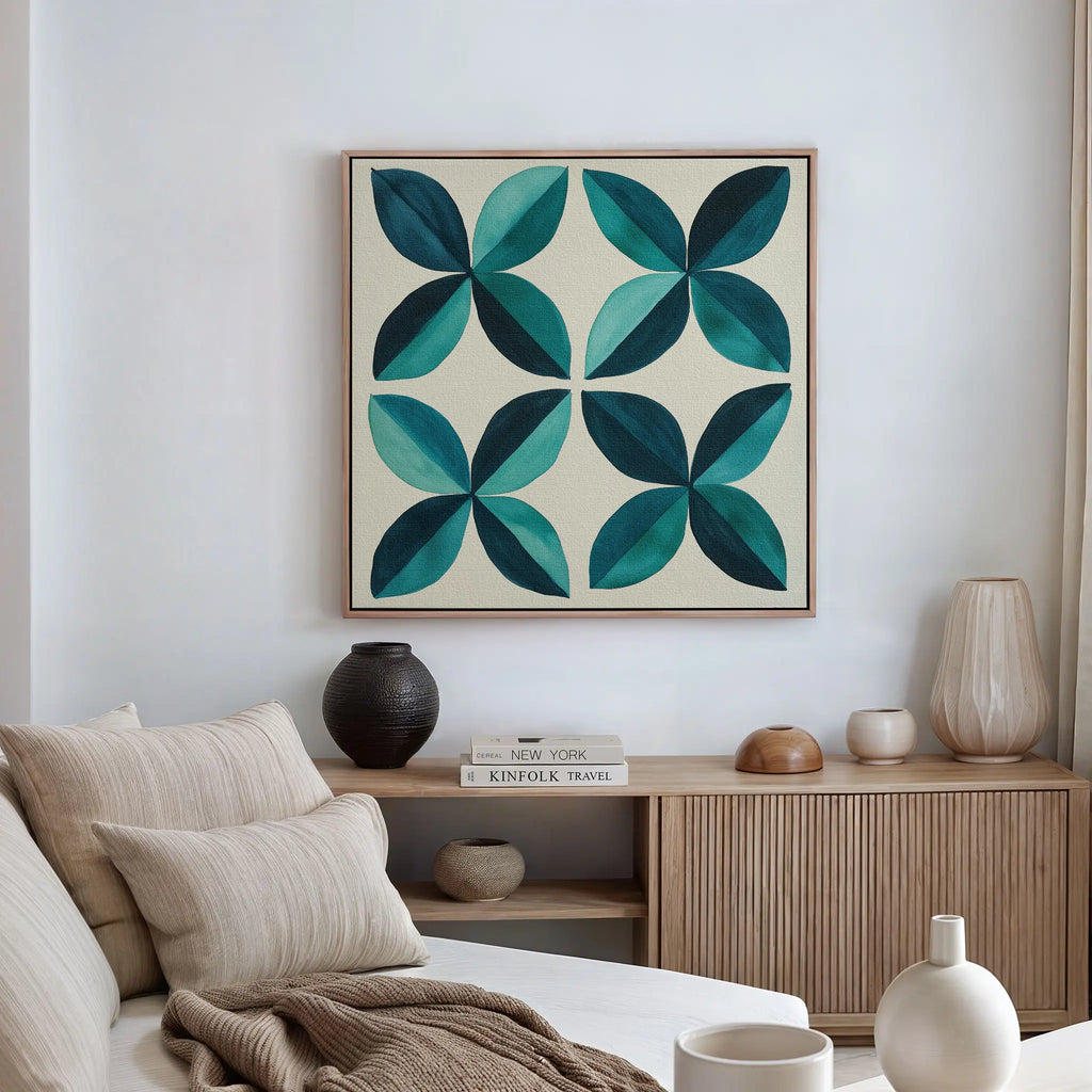 Tides of Teal – blue botanical canvas wall art print by Aspire Prints