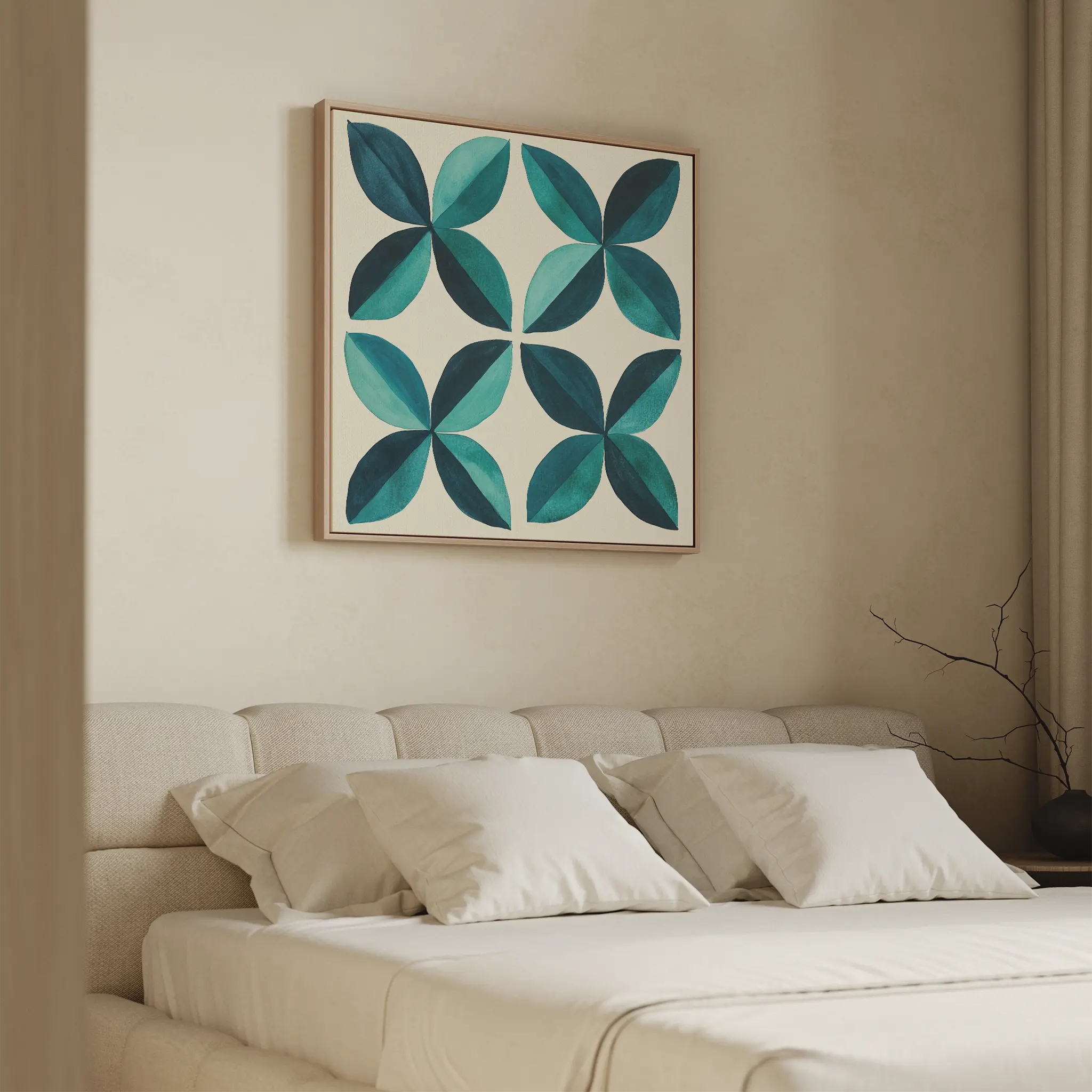 Tides of Teal – blue botanical canvas wall art print by Aspire Prints