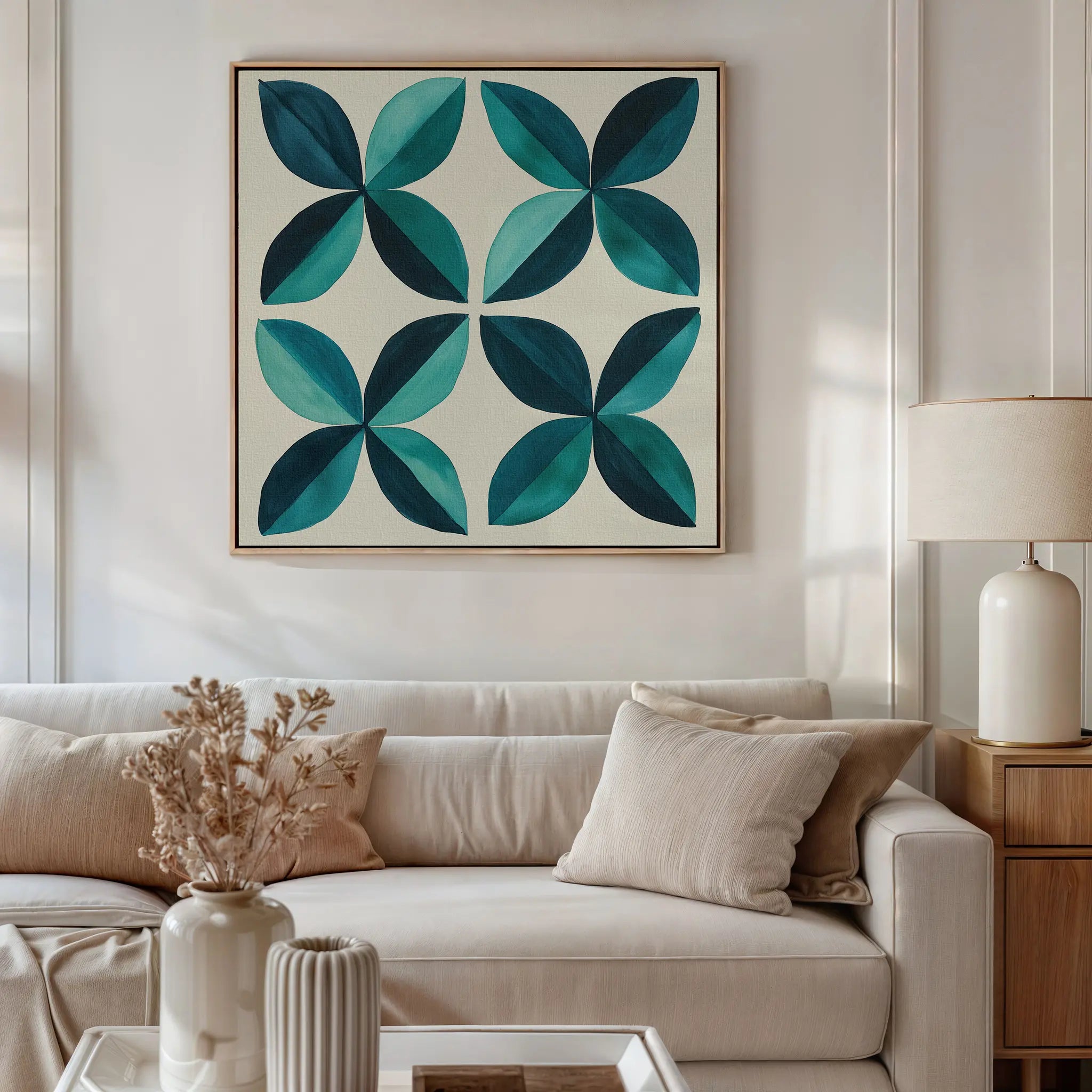Tides of Teal – blue botanical canvas wall art print by Aspire Prints