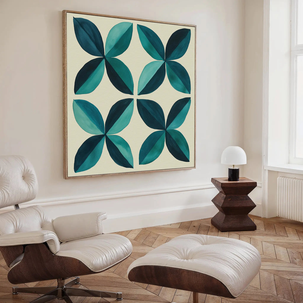 Tides of Teal – blue botanical canvas wall art print by Aspire Prints