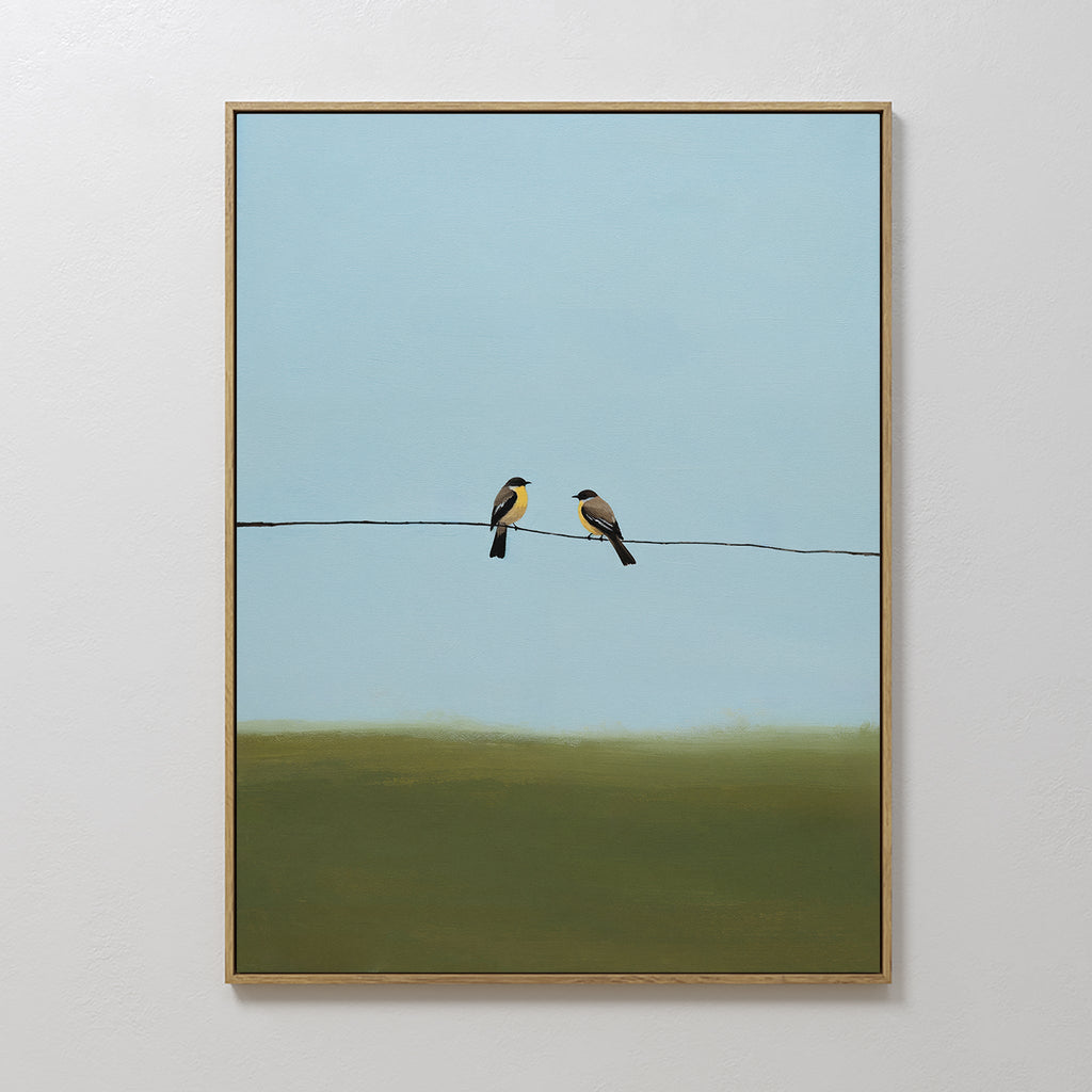 Where the Wires Sing – neutral-toned vintage canvas wall art print by Aspire Prints