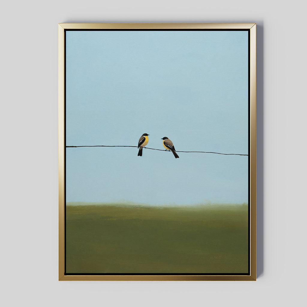 Where the Wires Sing – neutral-toned vintage canvas wall art print by Aspire Prints