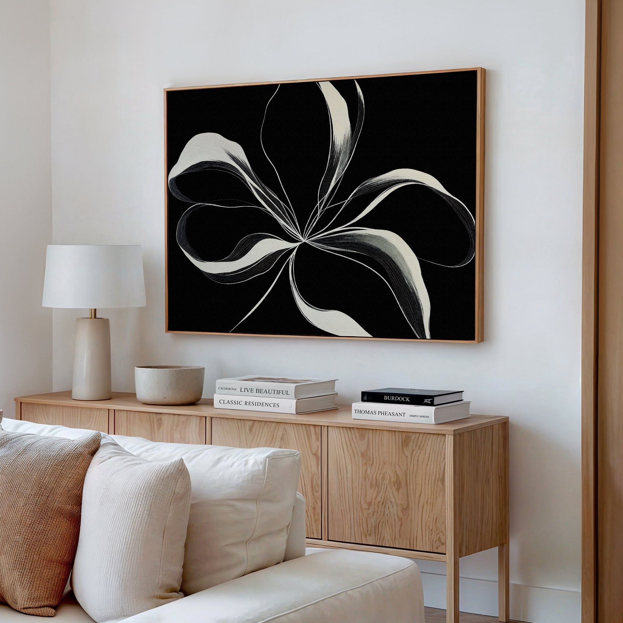 Whispers in the Dark – neutral-toned botanical canvas wall art print by Aspire Prints
