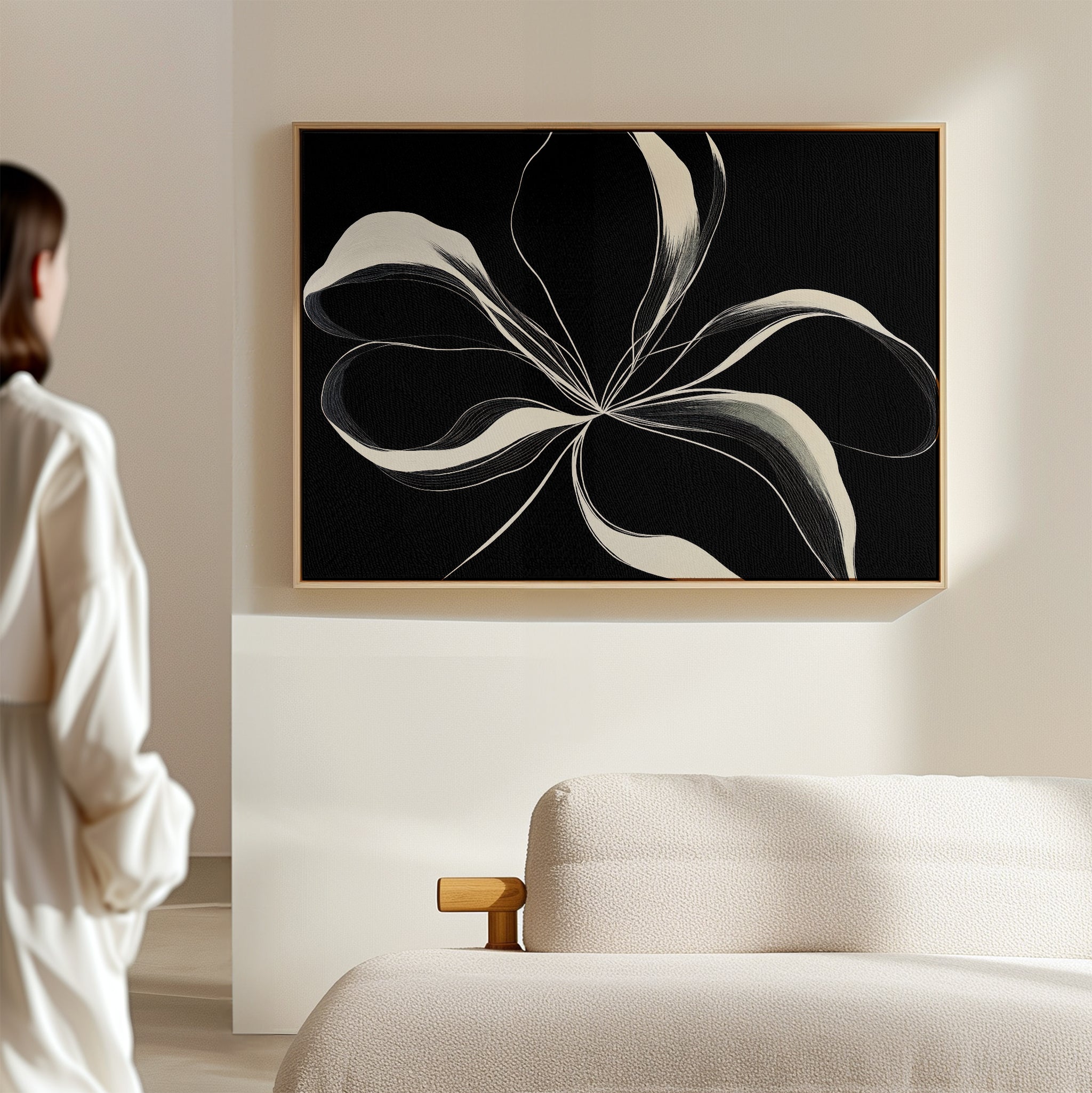Whispers in the Dark – neutral-toned botanical canvas wall art print by Aspire Prints