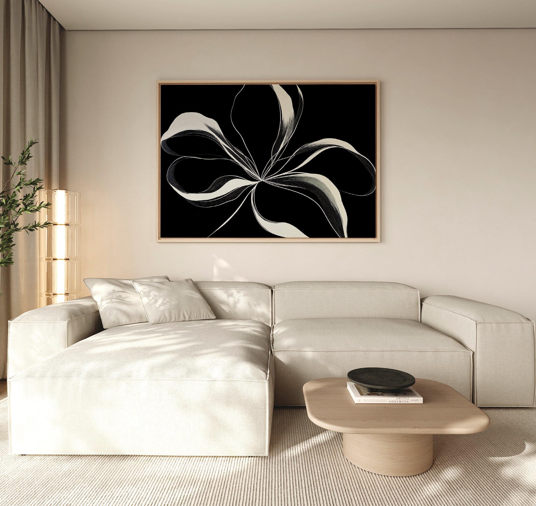 Whispers in the Dark – neutral-toned botanical canvas wall art print by Aspire Prints