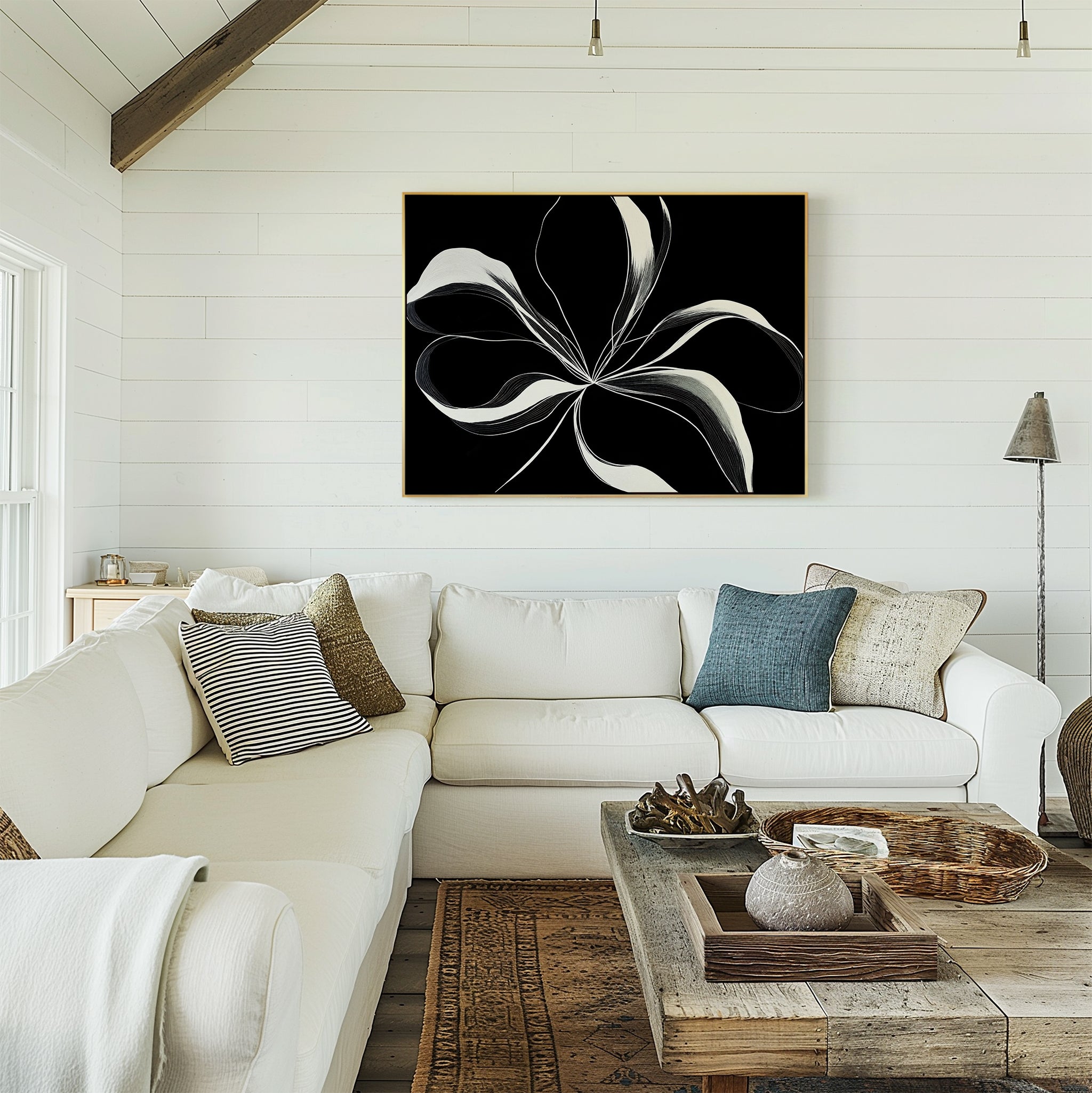 Whispers in the Dark – neutral-toned botanical canvas wall art print by Aspire Prints